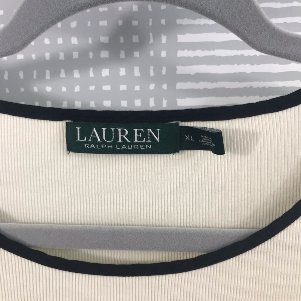 Lauren Ralph Lauren Rib Knit Cap Sleeve Tee - Picture 3 of 4